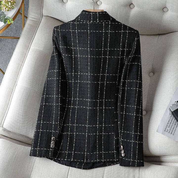 Grid Button Blazer | Elegant Textured Outerwear