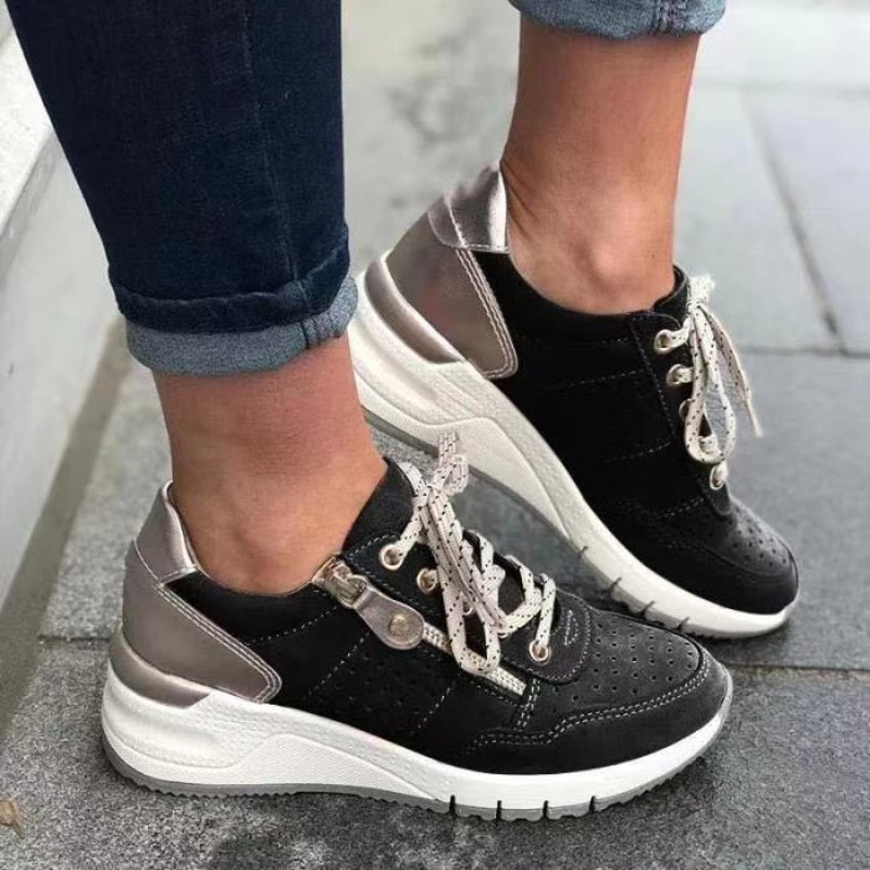 Women’s Zip-Detail Wedge Sneakers