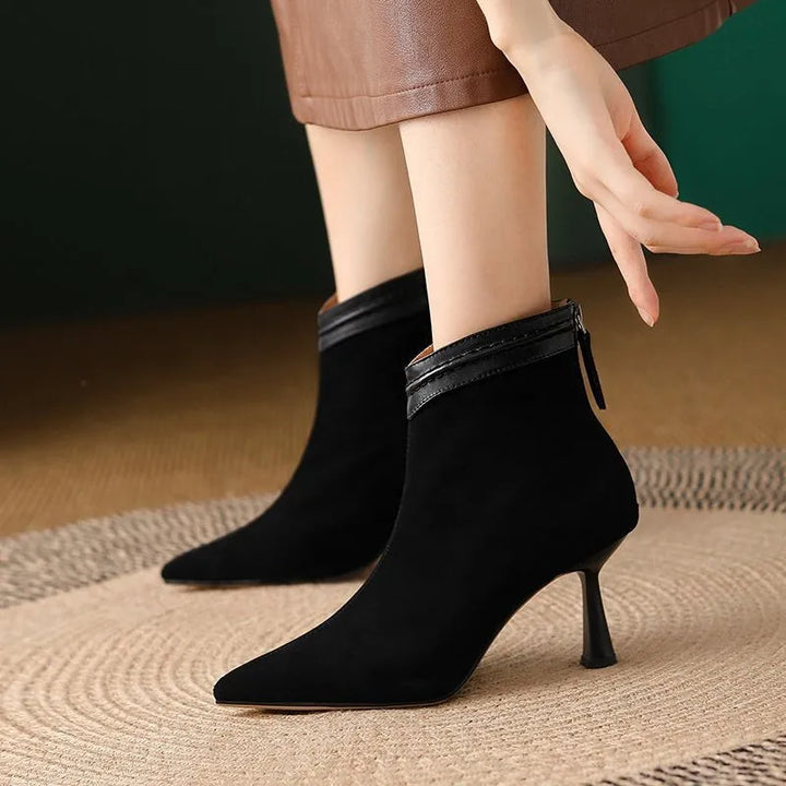 Evelyn Pointed Ankle Boots | Women’s Chic Heel Style
