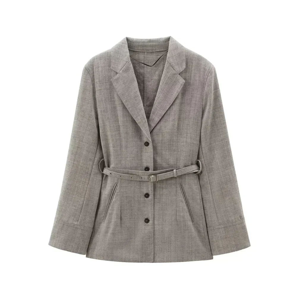 Women’s Belted Button Blazer | Modern Tailored Layering