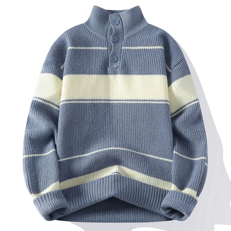 Renzo Striped Buttoned Sweater | Men’s Contemporary Casual Look