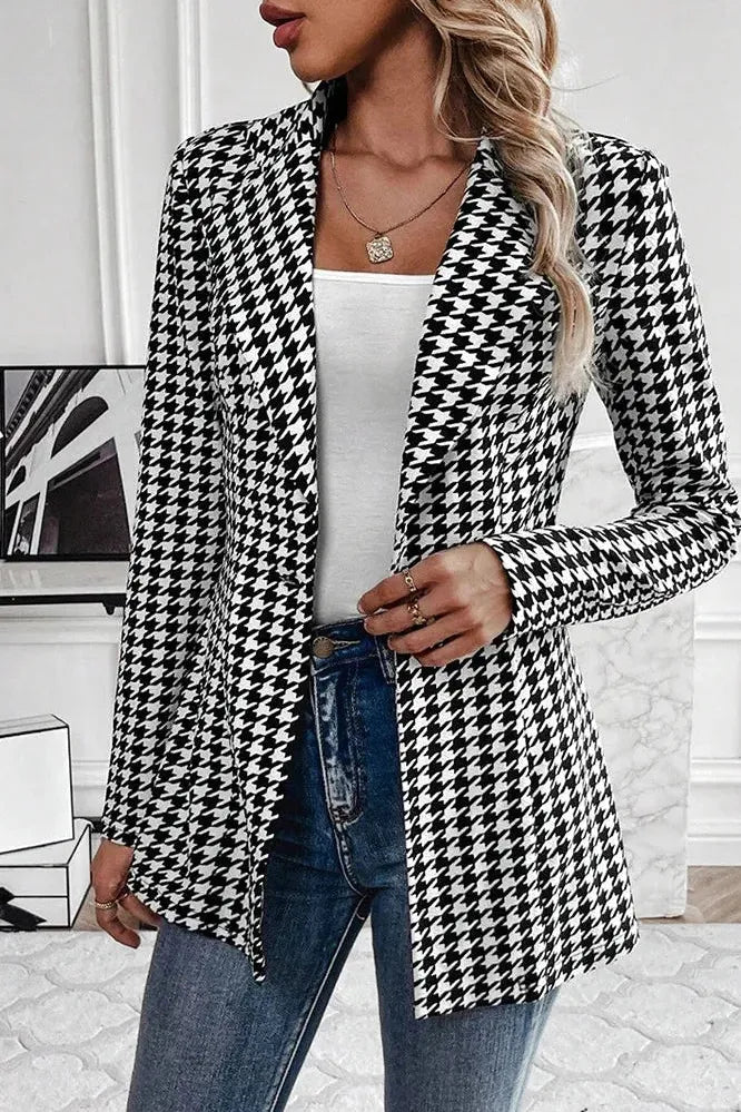 Houndstooth Longline Blazer | Chic Everyday Polish