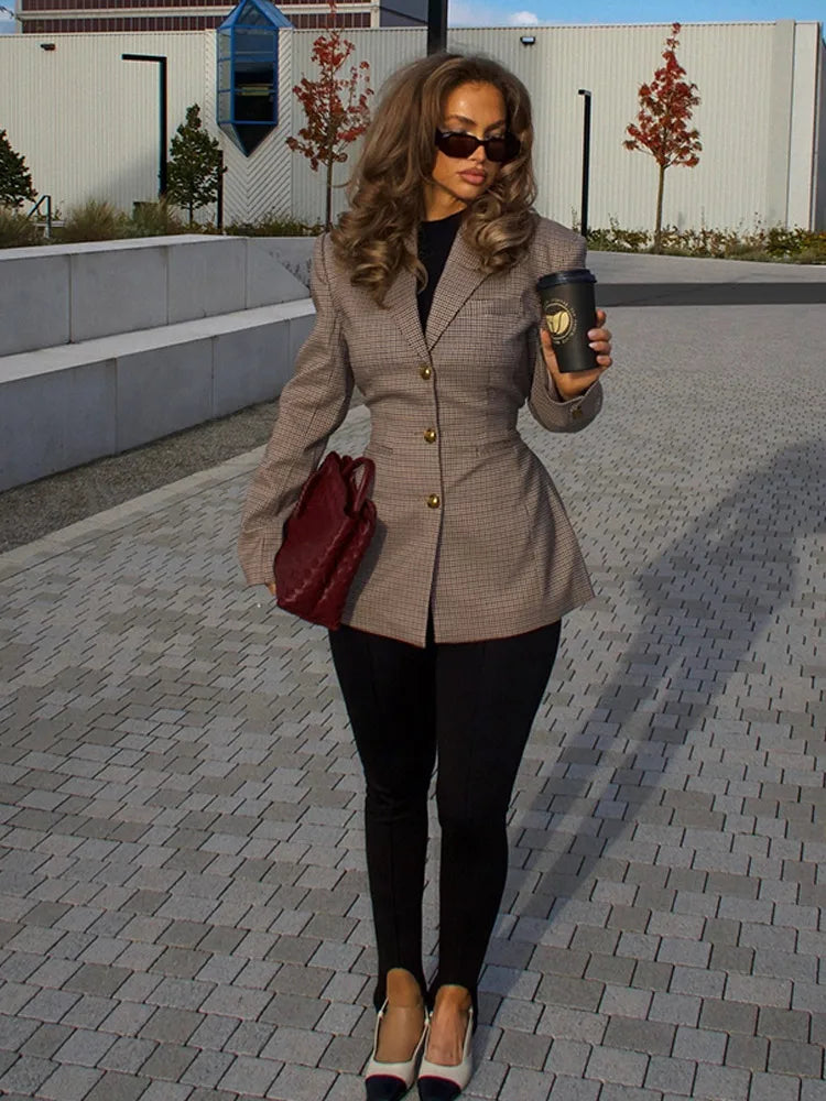 Tailored Plaid Blazer | Defined Sophisticated Silhouette