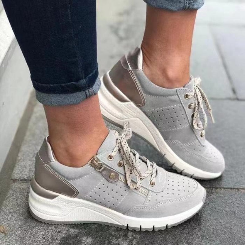 Women’s Zip-Detail Wedge Sneakers