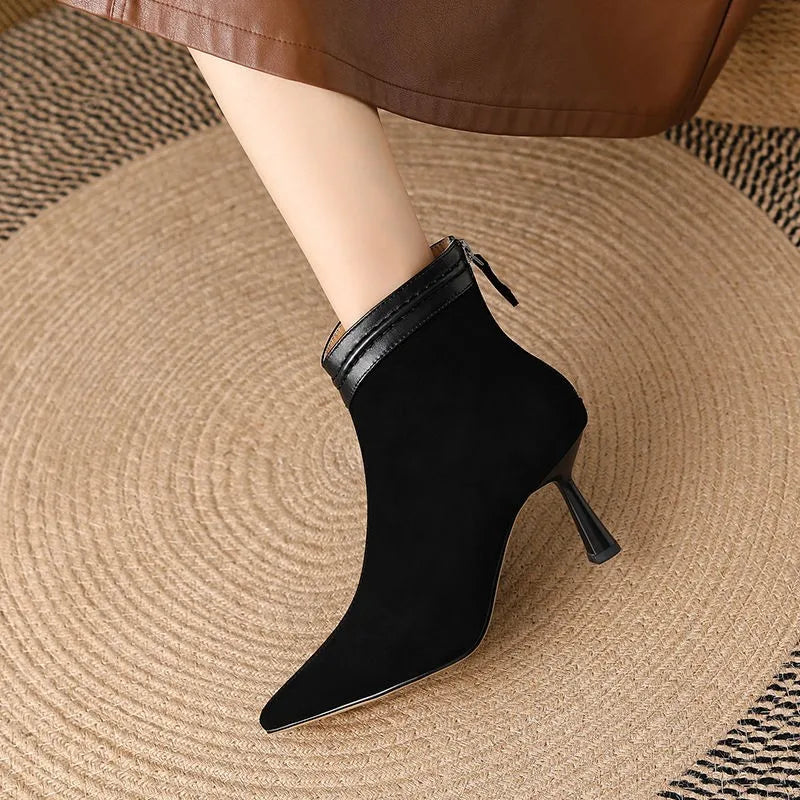 Evelyn Pointed Ankle Boots | Women’s Chic Heel Style