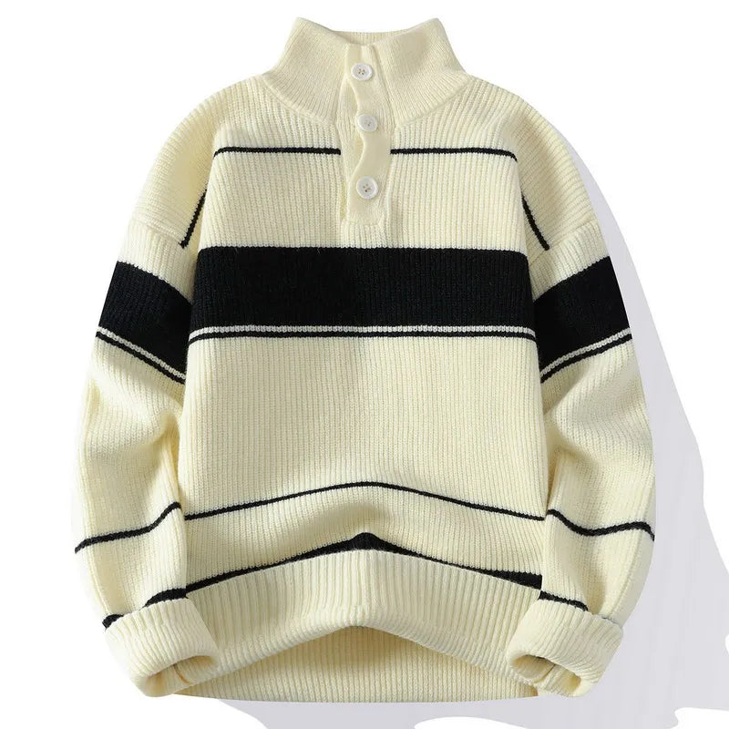 Renzo Striped Buttoned Sweater | Men’s Contemporary Casual Look
