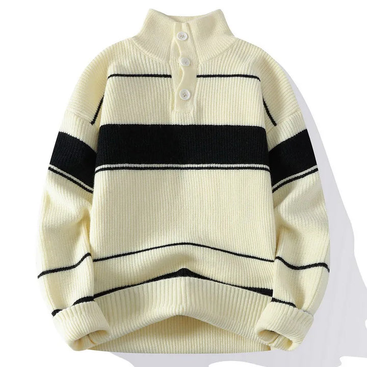 Renzo Striped Buttoned Sweater | Men’s Contemporary Casual Look