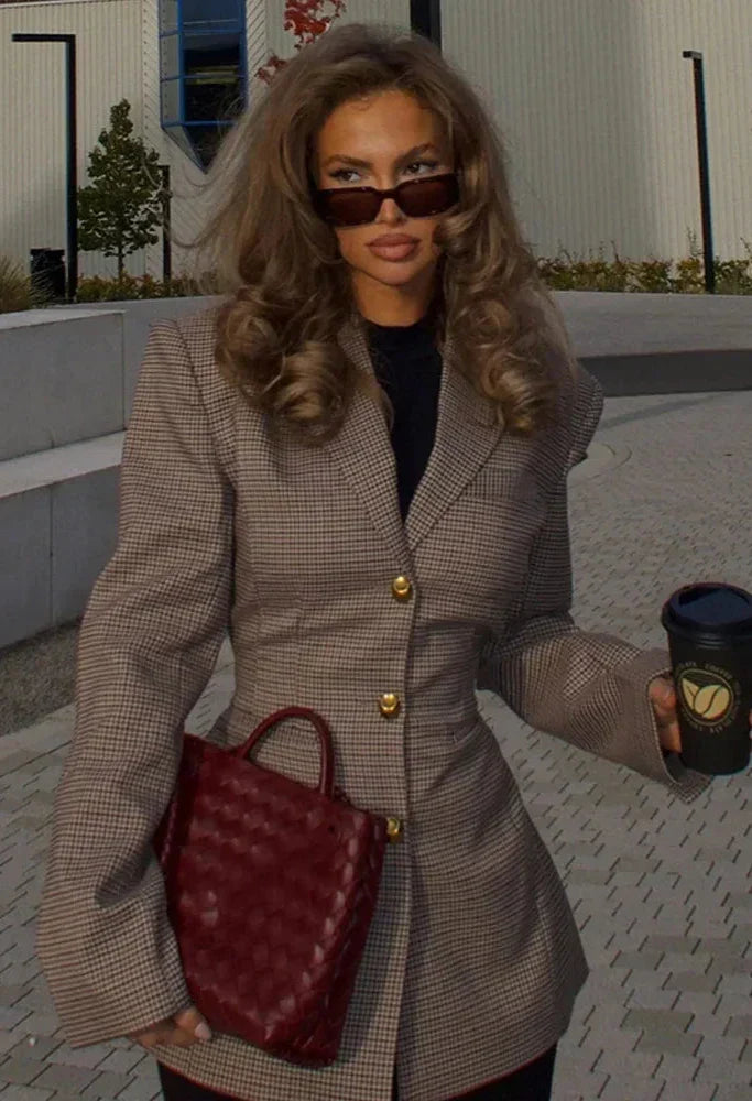 Tailored Plaid Blazer | Defined Sophisticated Silhouette