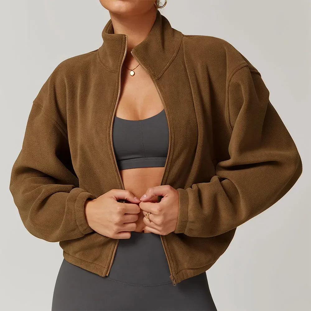 Serelinne  Zip-Up Fleece Jacket | Casual Athleisure Layer