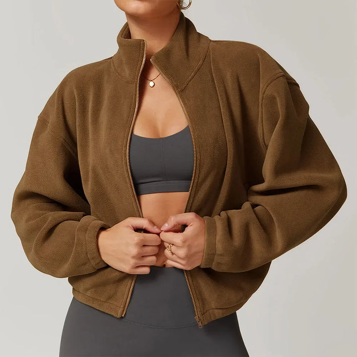 Serelinne  Zip-Up Fleece Jacket | Casual Athleisure Layer