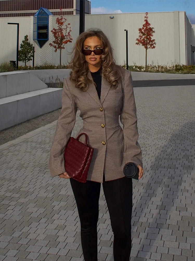 Tailored Plaid Blazer | Defined Sophisticated Silhouette