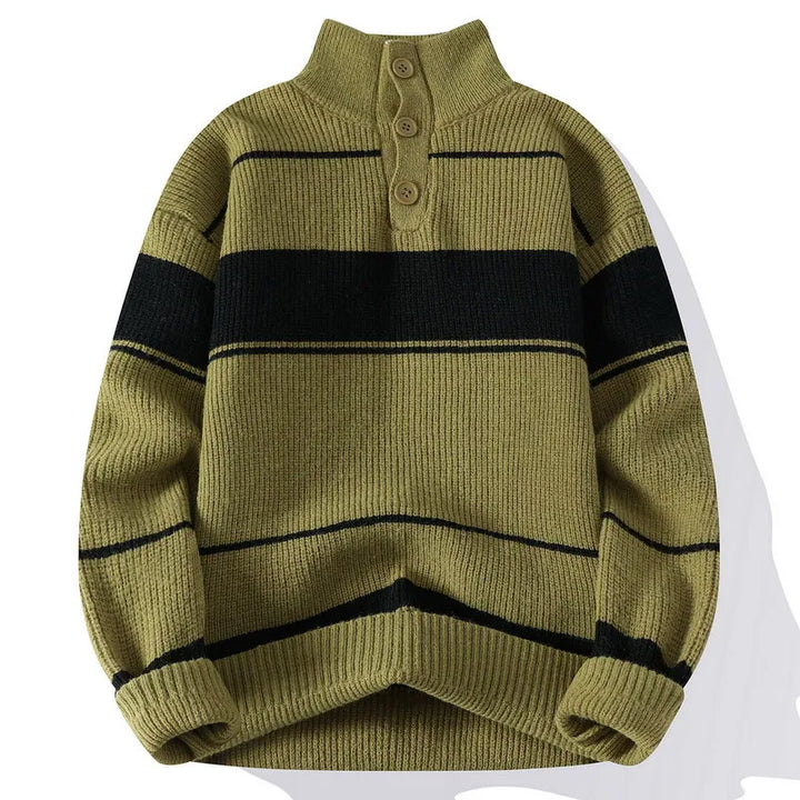 Renzo Striped Buttoned Sweater | Men’s Contemporary Casual Look