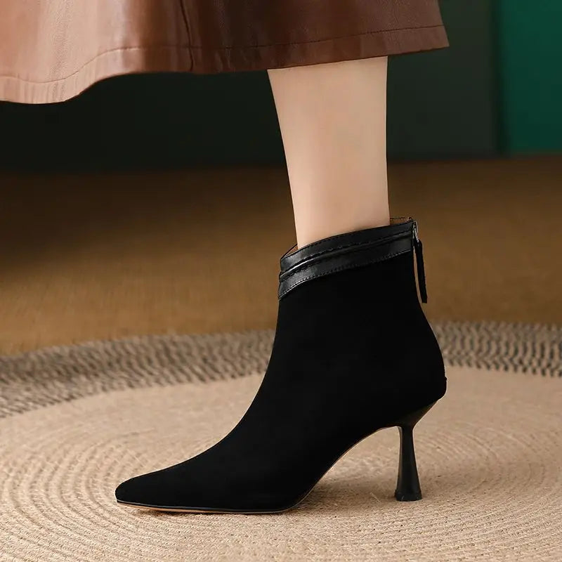 Evelyn Pointed Ankle Boots | Women’s Chic Heel Style