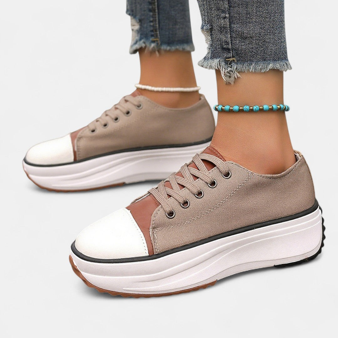 Women's Canvas Platform Lace-Up Trainers