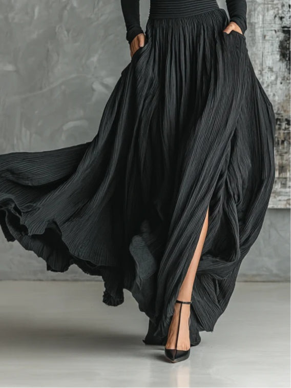 Women’s Pleated High-Neck Maxi Dress