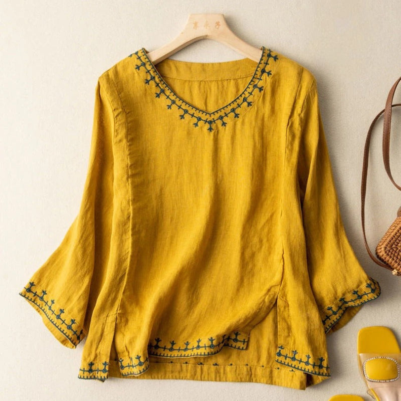 Zevana | Embroidered Boho Blouse