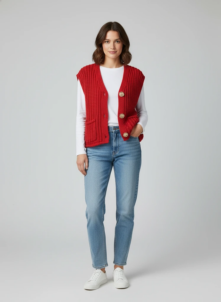 Marlen Knit Button Vest | Comfortable Modern Knitwear