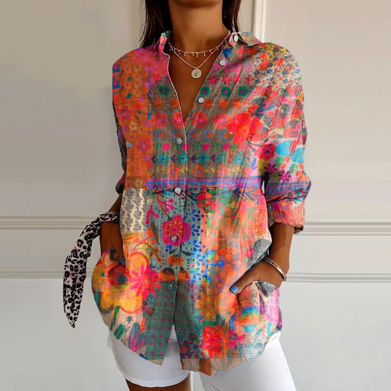 Ariella | Boho Floral Button - Up Blouse - LXNDON