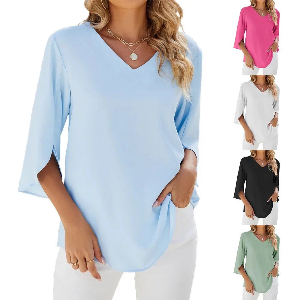 Cara | V - neck blouse - LXNDON