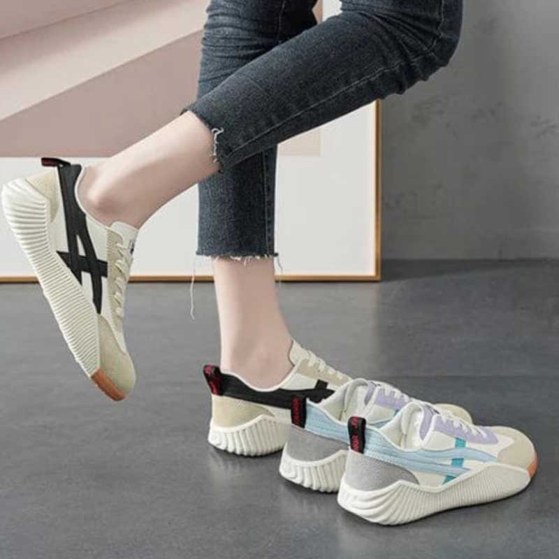 Women’s Pastel Detail Lace-Up Trainers