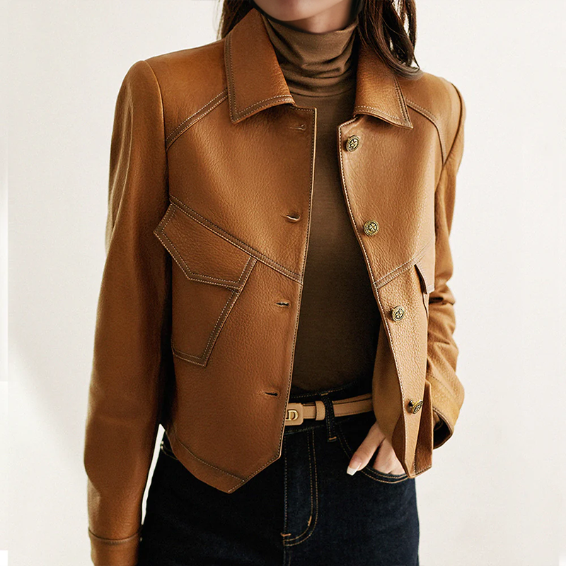 Loreva Cropped Leather Jacket | Women’s Modern Luxe Outerwear