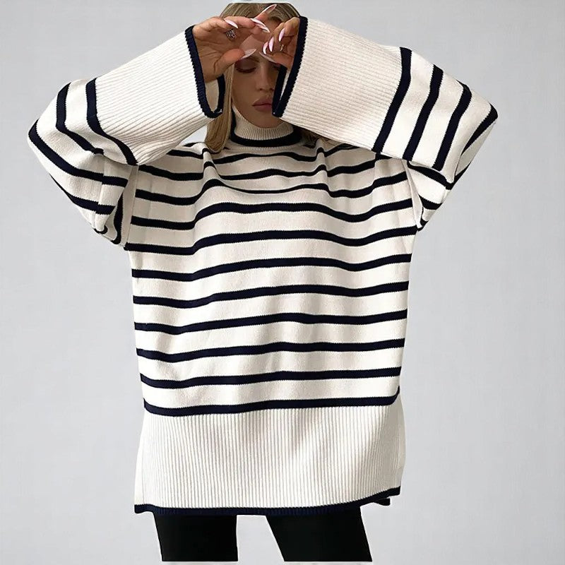 Marcelline Striped Knit Sweater | Women’s Modern Two-Tone Knitwear