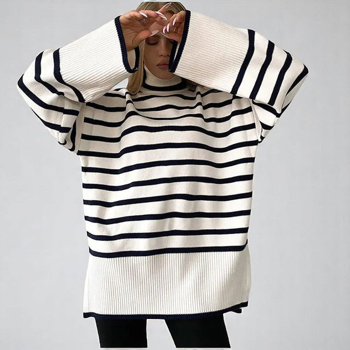 Marcelline Striped Knit Sweater | Women’s Modern Two-Tone Knitwear