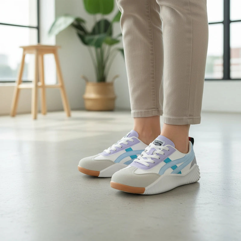 Women’s Pastel Detail Lace-Up Trainers