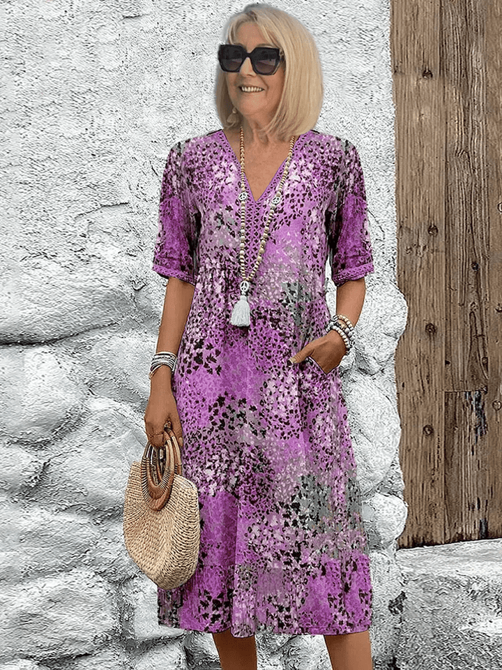 Elaisa | Elegant Floral Midi Dress - LXNDON