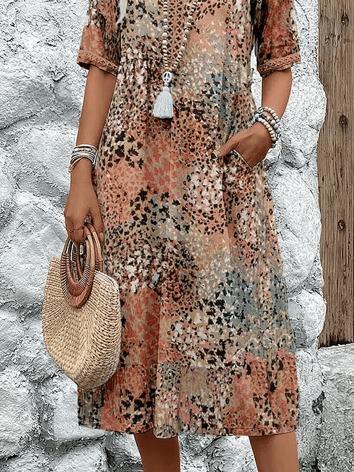 Elaisa | Elegant Floral Midi Dress - LXNDON