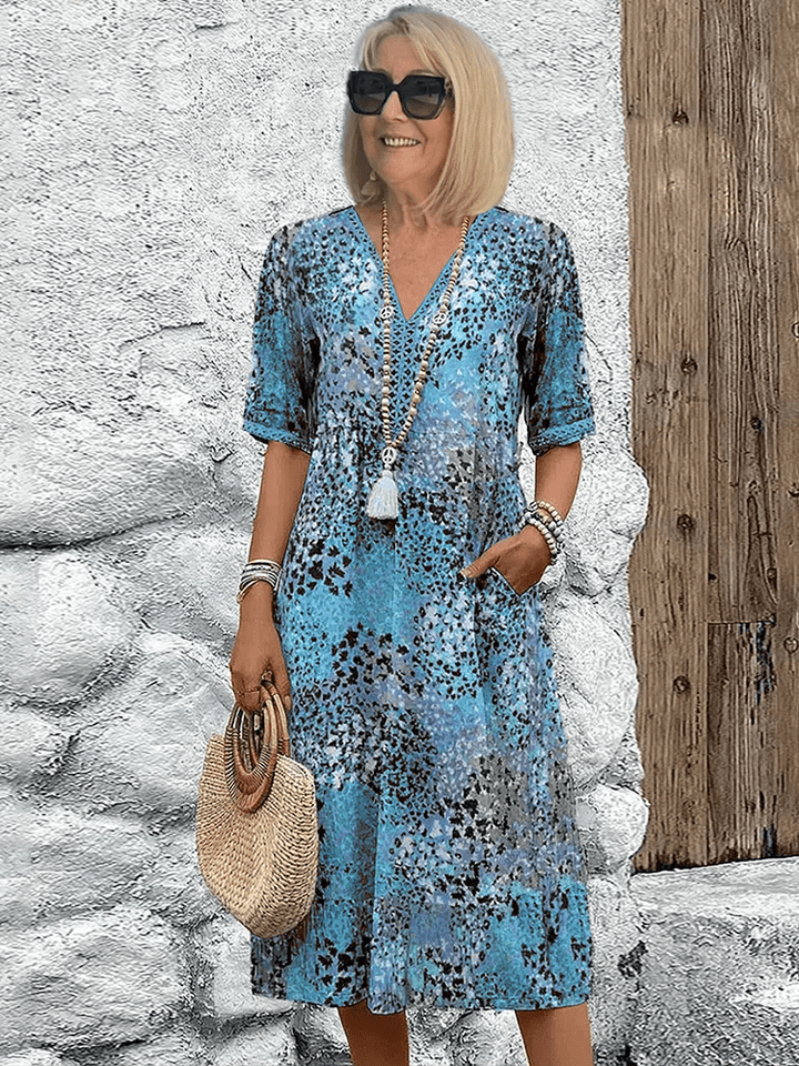 Elaisa | Elegant Floral Midi Dress - LXNDON