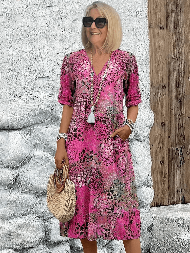 Elaisa | Elegant Floral Midi Dress - LXNDON