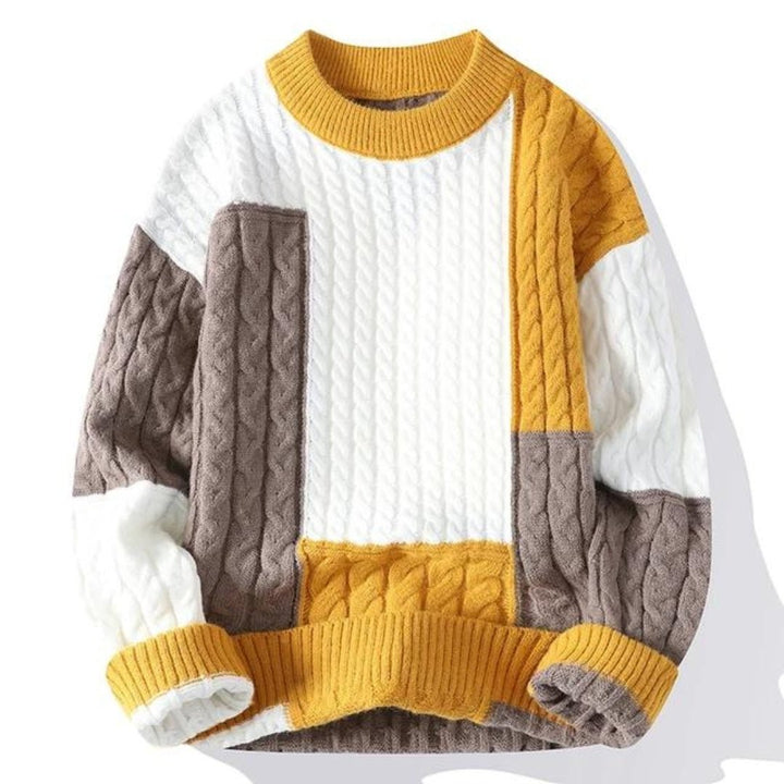 Enzo | Color - Blocked Cable Knit Sweater - LXNDON