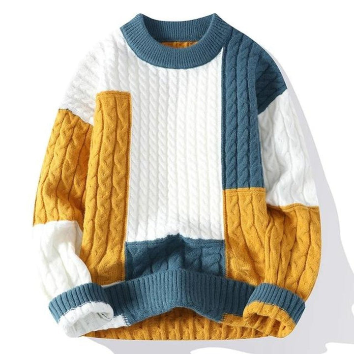 Enzo | Color - Blocked Cable Knit Sweater - LXNDON