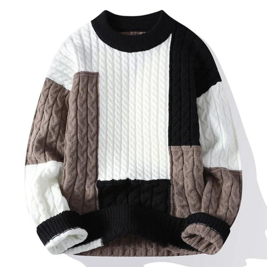 Enzo | Color - Blocked Cable Knit Sweater - LXNDON