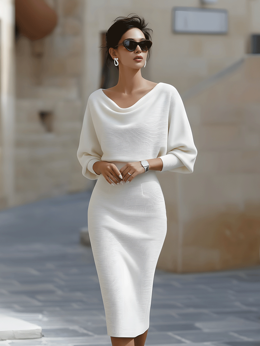 Women's Elegant Draped Midi Dress