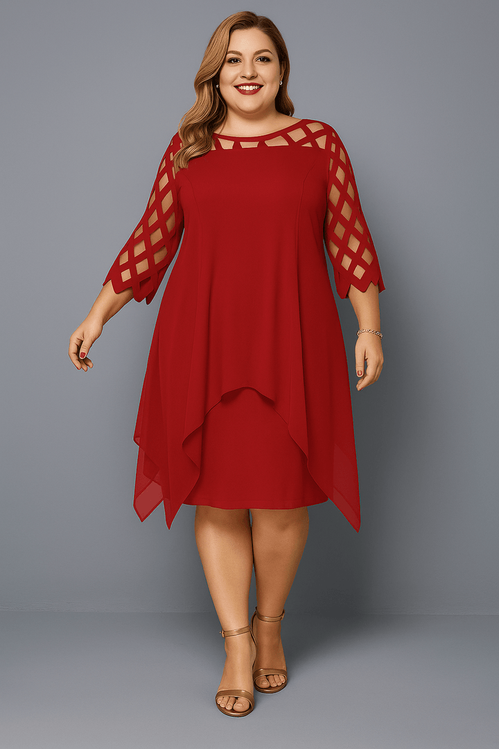 Hazel | Elegant Lace Sleeve Tummy Covering Dress - LXNDON