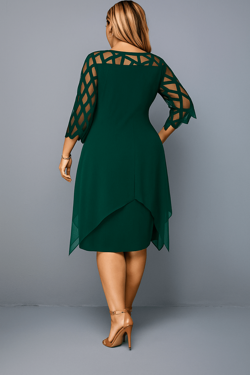 Hazel | Elegant Lace Sleeve Tummy Covering Dress - LXNDON