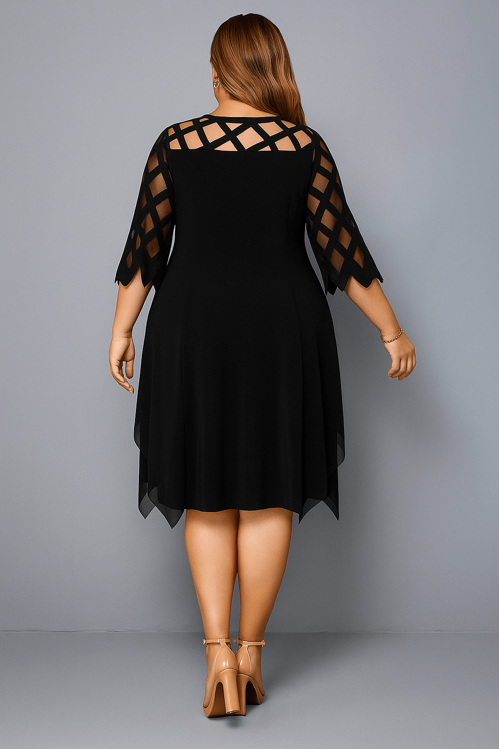 Hazel | Elegant Lace Sleeve Tummy Covering Dress - LXNDON