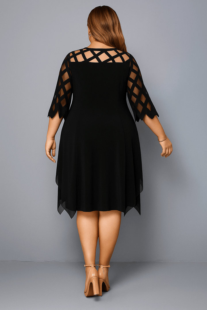 Hazel | Elegant Lace Sleeve Tummy Covering Dress - LXNDON