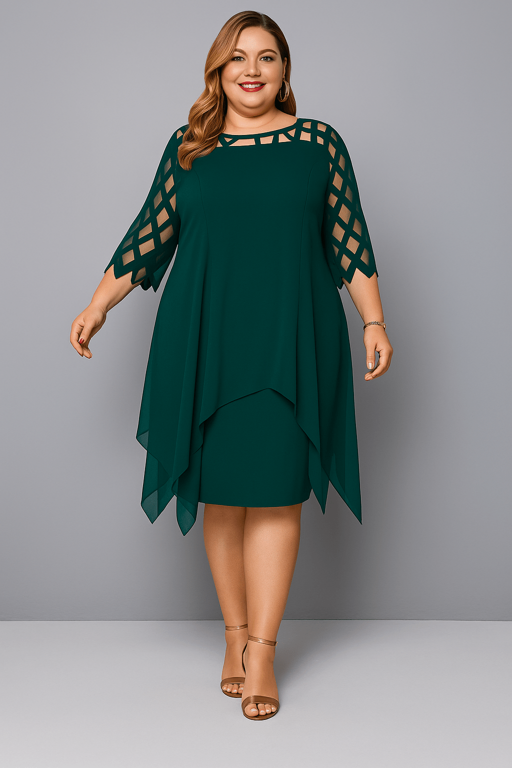 Hazel | Elegant Lace Sleeve Tummy Covering Dress - LXNDON