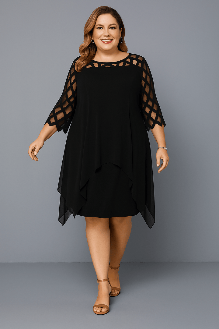 Hazel | Elegant Lace Sleeve Tummy Covering Dress - LXNDON
