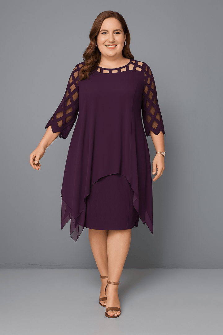 Hazel | Elegant Lace Sleeve Tummy Covering Dress - LXNDON