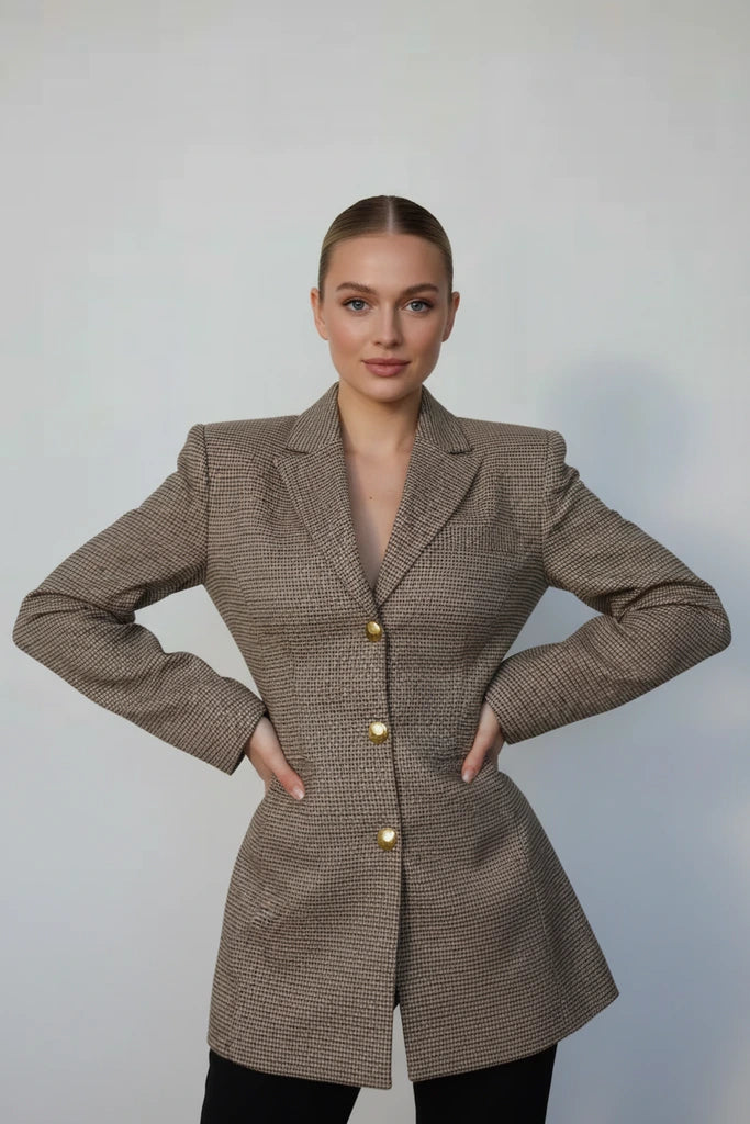 Tailored Plaid Blazer | Defined Sophisticated Silhouette