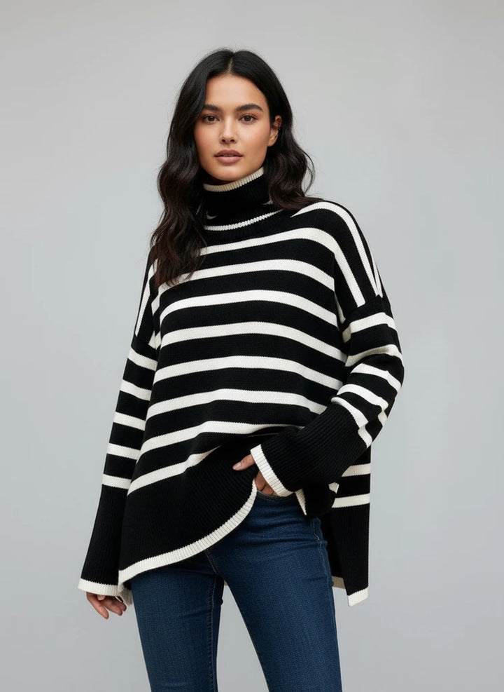 Marcelline Striped Knit Sweater | Women’s Modern Two-Tone Knitwear