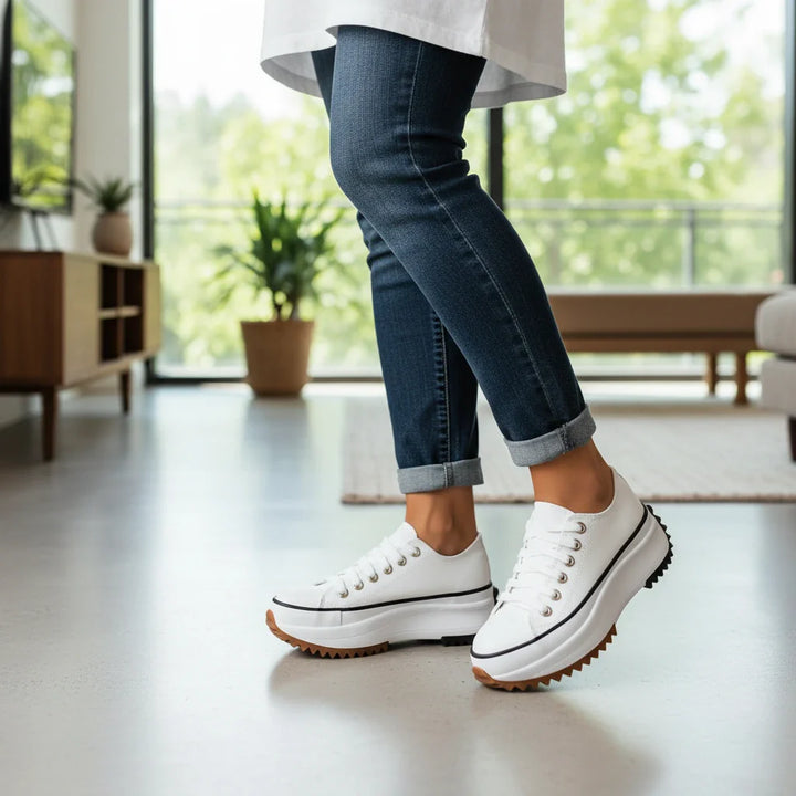 Women's Canvas Platform Lace-Up Trainers