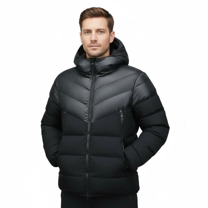 Chevron Hooded Puffer Jacket | Modern Winter Wear