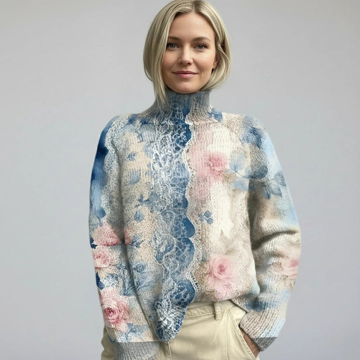 Éliane Floral Knit Jumper | Romantic Winter Knitwear