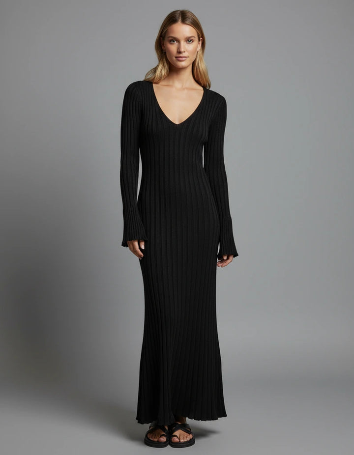 Marlise Ribbed Knit Dress | Modern Evening Silhouette