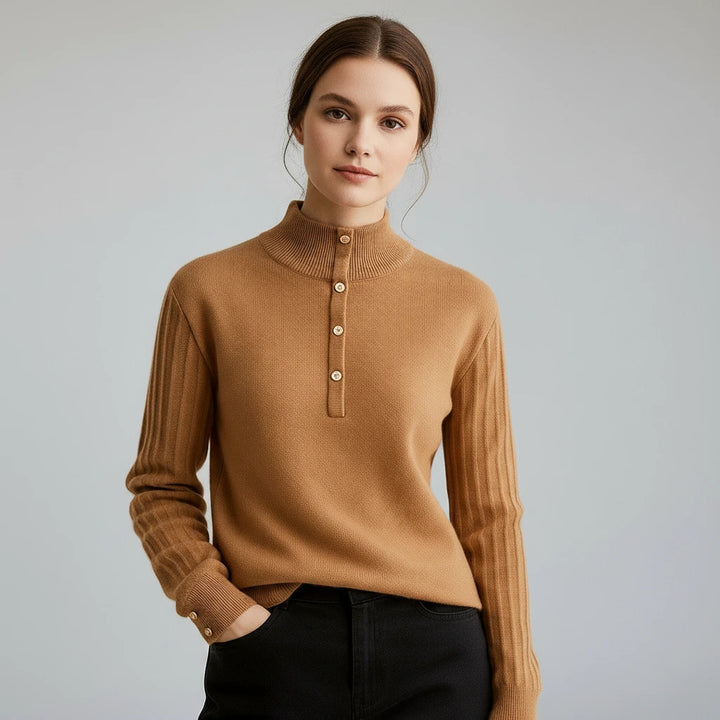 Aliane Buttoned Knit Sweater | Women's Sleek Modern Aesthetic